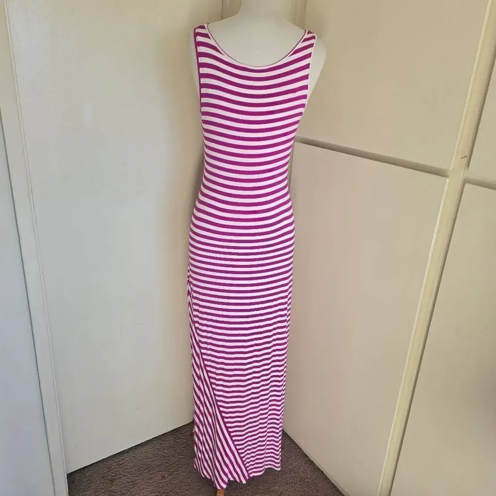 Calvin Klein Pink/White Stripe Full Length Tank  Long Maxi Dress, NWT, Sz. 4 - Picture 9 of 12